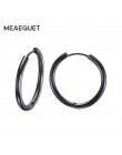 Meaeguet Trendy srebrny kolor różany złoty czarny ton kolczyki koła ze stali nierdzewnej okrągły pętli kolczyk dla kobiet 25mm/2
