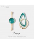 Yhpup 2020 nowy urok moda zielony Drip asymetria geometryczne stadniny kolczyki emalia stop złota cynku kolczyki kobiety Party b