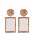 ZA moda biżuteria szklane kolczyki dla kobiet błyszczące Rhinestone dynda kwadratowe kolczyki dla dziewczynek akcesoria ślubne U