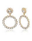 AENSOA modna okrągła złota srebrna perła kolczyki dla kobiet oświadczenie Rhinestone geometryczne kolczyki ślubna modna biżuteri