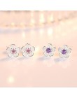 100% 925 sterling silver fashion Cherry kwitnący kwiat kryształ ladies'cute stadniny kolczyki kobiety biżuteria urodziny prezent