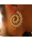2019 etniczna biżuteria Swirl kolczyki w kształcie obręczy dla kobiet Brincos złoty kolor geometryczne kolczyki styl steampunk k