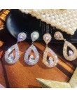 Cyrkonie klasyczna kropla wody w kształcie cyrkonia kryształowe kolczyki ślubne biżuteria ślubna dla panny młodej druhna