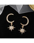 Bohemia różowe złoto geometria kolczyki kobiety słońce księżyc oświadczenie Big Drop Earing indyjska biżuteria Oorbellen Pendien