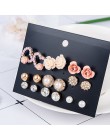 2019 nowy kobiet moda 9 para/zestaw kwiat perła kolczyki ze stopu kolczyki śliczne kryształ biżuteria ślubna prezenty dla dziewc