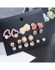 2019 nowy kobiet moda 9 para/zestaw kwiat perła kolczyki ze stopu kolczyki śliczne kryształ biżuteria ślubna prezenty dla dziewc