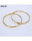 MGUB średnica 30MM-60MM stal nierdzewna biżuteria duże kryształowe kolczyki Hoop złoty kolor koło okrągłe kolczyki dla kobiet LH