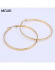 MGUB średnica 30MM-60MM stal nierdzewna biżuteria duże kryształowe kolczyki Hoop złoty kolor koło okrągłe kolczyki dla kobiet LH
