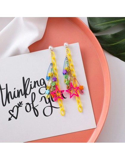 MENGJIQIAO 2019 nowe przesadzone kolorowe kwiat rozgwiazda opadające kolczyki z długimi frędzlami dla kobiet moda Jewlery Boucle