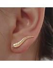 KISSWIFE moda osobowość metalowy liść proste ucho Sweep Wrap srebrny złoty kolor ucho Climber Leafs klips do ucha mankiety kolcz