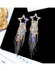FYUAN moda długi kutas kryształowe kolczyki dla kobiet 2019 Bijoux luksusowe błyszczące złoto kolor gwiazda dynda kolczyki biżut