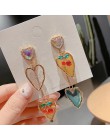 MENGJIQIAO nowy koreański elegancki akrylowe w kształcie serca Cherry spadek kolczyki dla kobiet dziewczyn błyszczące kryształow