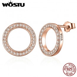 100% 925 srebro i różowe złoto kolor na zawsze stadniny kolczyki z wyczyść CZ dla kobiet oryginalna elegancka biżuteria prezent 