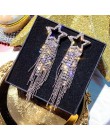 FYUAN moda długi kutas kryształowe kolczyki dla kobiet 2019 Bijoux luksusowe błyszczące złoto kolor gwiazda dynda kolczyki biżut