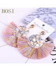 Kolczyki Tassel artystyczny kryształ Handmade kobiety Drop komunikat luksusowe długie kolczyki geometryczne frędzle moda duży ka