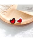 Koreański czerwony Pom Pom futrzana kulka spadek kolczyki moda aksamitna kokarda miłość serce z kwiatkiem koło geometria kolczyk