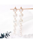 Modny elegancki imitacja pereł długie zwisające kolczyki dangle dla kobiet biżuteria perły String komunikat spadek kolczyki wese