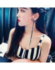 FYUAN długi Tassel kryształowy spadek kolczyki dla kobiet Bijoux Oversize Bowknot Rhinestone Dangle kolczyki kreatywne kolczyki 