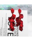 2019 Korea Hot moda biżuteria farba akrylowa romantyczne liście płatki róży dynda kolczyki złote kolczyki miedziane dla kobiet p