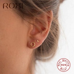 ROXI moda proste geometryczne małe koliste kolczyki dla kobiet minimalistyczny biżuteria koreański oryginalna 925 Sterling Silve