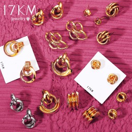 17KM moda kolczyki ze złotym sztyftem 2019 Vintage Knot kolczyki dla kobiet geometryczna skręcona miłość mały kolczyk minimalist