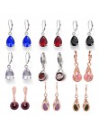 GUVIVI Fashion Designs CZ cyrkon spadek kolczyki dla kobiet niebieski czerwony Purpel kropla wody Dangles Pendientes kolczyki bi