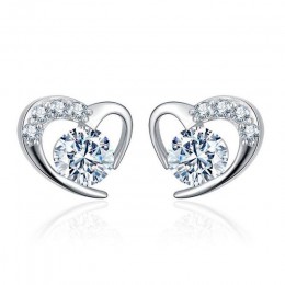 Anenjery Tender Love 925 srebro kolczyki dla kobiet biżuteria olśniewający CZ serce stadniny kolczyki pendientes oorbellen S-E47