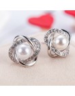 2020 moda Plated Crystal Star Pearl Ear Stud kolczyki dla kobiet biżuteria ślubna akcesoria dla nowożeńców Boucle D'oreille Femm