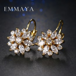 Emmaya gorący modny luksusowy kryształ kolczyki sztyfty z kwiatem dla kobiet nowe mody eleganckie kolczyki złota cyrkonia