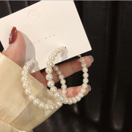 Nowe mody klasyczne metalowe okrągłe kobiety krzyż Hoop kolczyki koreański osobowość proste koło z perłami kolczyki dla damska b