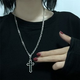 Nowy Punk Rock Egirl dziewczyny kolor srebrny krzyż z dziurką kolczyki w kształcie obręczy s Harajuku Vintage metalowe geometryc