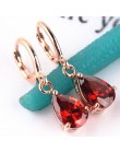 GUVIVI Fashion Designs CZ cyrkon spadek kolczyki dla kobiet niebieski czerwony Purpel kropla wody Dangles Pendientes kolczyki bi