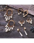 Nowa perła wisiorek kolczyk moda metalowy liść złoty kolczyk geometryczny spadek kolczyk ślub perła prezent biżuteria ślubna biż
