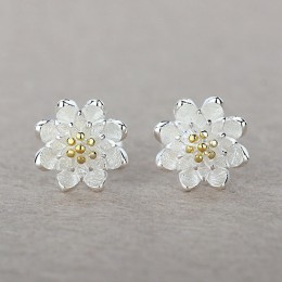 Boutique Lady Shining Flower Fashion 925 Sterling Silver Stud kolczyk chrząstka Piercing kolczyki biżuteria boho prezent dla kob