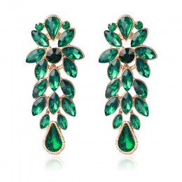 Bestessy modne akcesoria ślubne antyczny brąz Vintage zielony duży kamień kryształ Rhinestone spadek kolczyki dla kobiet biżuter