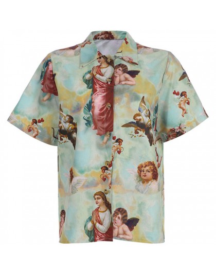 Vintage T Shirt damski Top damski Harajuku anioł koszulka z nadrukiem Femme Streetwear Roupas Femininas Bluse letnia odzież