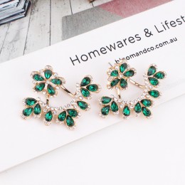 LUBOV Vintage Bohemia naturalny kamień czarny kryształ duży kolczyk dla kobiet moda biżuteria zielony kwiat wiszące kolczyki Bij
