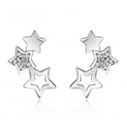 925 Sterling Silver Hollow Star cyrkon stadniny kolczyki prosta biżuteria dla kobiet boucle d'oreille S-E151