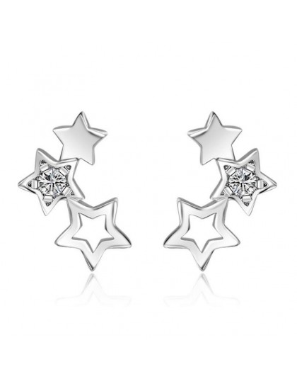 925 Sterling Silver Hollow Star cyrkon stadniny kolczyki prosta biżuteria dla kobiet boucle d'oreille S-E151