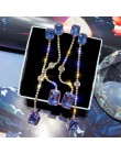 FYUAN Vintage opadające kolczyki z długimi frędzlami dla kobiet 2019 Bijoux Square Champagne Crystal Dangle kolczyki Party biżut