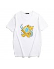 Kawaii Ulzzang Harajuku estetyczny T-shirt mleczny nadruk kreskówkowy z krótkim rękawem topy Tees koreański nowy Fashion Casual 
