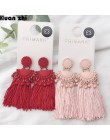 HUANZHI czeski Metal farba w sprayu duże opadające kolczyki z długimi frędzlami dla kobiet Lady kobieta Fringe Handmade Brincos 