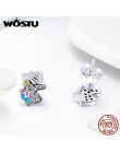 WOSTU 925 Sterling Silver olśniewający jednorożec Licorne stadniny kolczyki dla kobiet dziewczyna śliczne srebrny wyczyść CZ biż