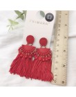 HUANZHI czeski Metal farba w sprayu duże opadające kolczyki z długimi frędzlami dla kobiet Lady kobieta Fringe Handmade Brincos 