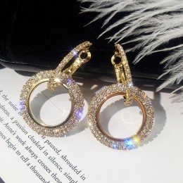 IPARAM Fashion Luxury Rhinestone Drop kolczyki damskie złota srebrna róża złoto czarne kryształowe kolczyki ślubne biżuteria hur