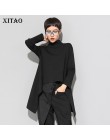 XITAO Vintage czarny golf T koszula kobiety Plus rozmiar Kawaii Casual z długim rękawem nieregularne koszule koreańskie ubrania 