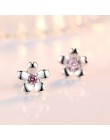 Rose Flower Earing Flower srebrny 925 biały purpurowy kryształ górski kryształ śliczne kolczyki dla kobiet zestaw kolczyków biżu