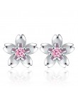 Rose Flower Earing Flower srebrny 925 biały purpurowy kryształ górski kryształ śliczne kolczyki dla kobiet zestaw kolczyków biżu