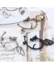 Punk Gothic kolczyki ze zwierzętami dla kobiet klub nocny frędzle metalowe krzyż Bat wąż jaszczurka smok ośmiornica Ear Cuff Ear