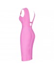 Ocstrade lato 2020 kobiet sukienka bandażowa z wycięciami Bodycon Sexy podwójna głębokie v Neck różowa sukienka bandażowa suknia